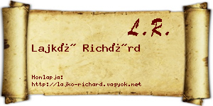 Lajkó Richárd névjegykártya